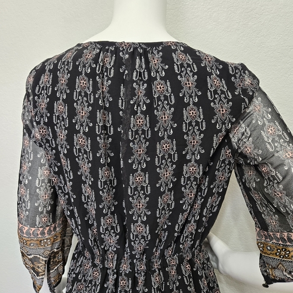 Madewell Lace Up Black Boho Dress Size 2 - Picture 6 of 12